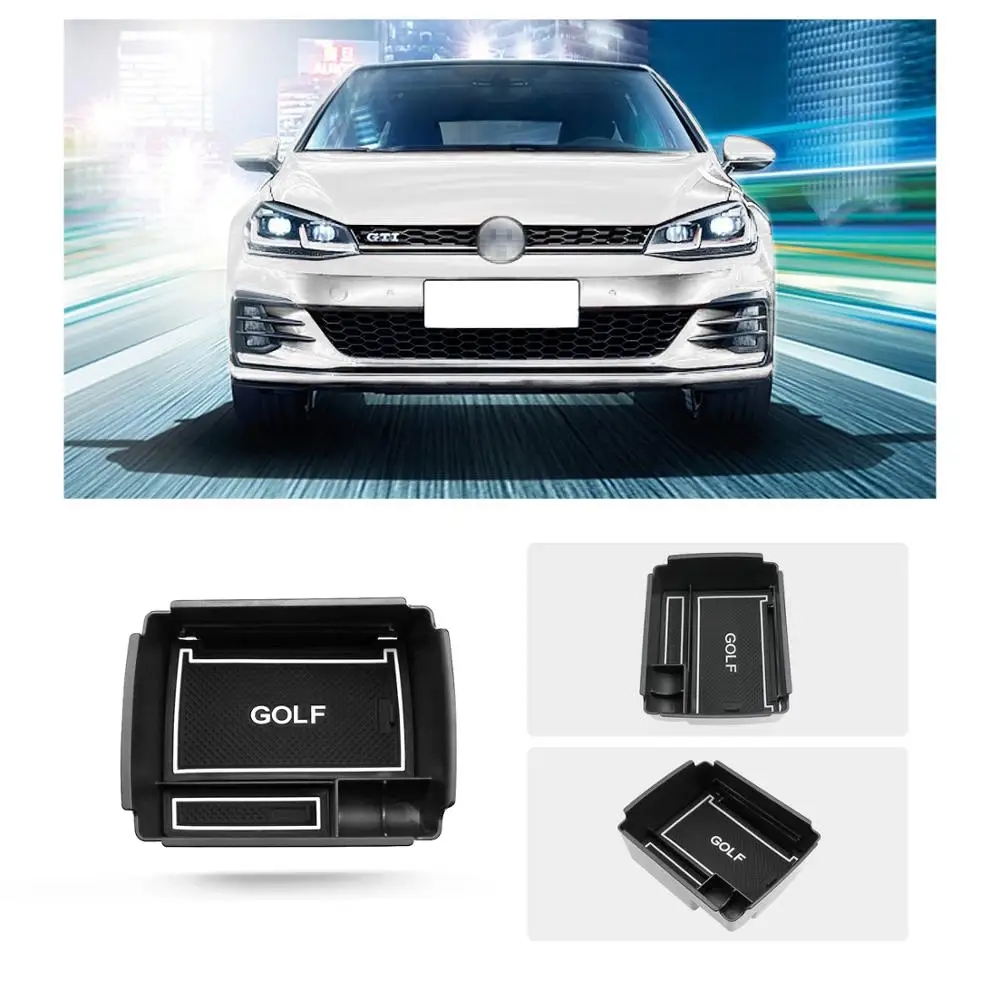 RUIYA rubber non-slip mat console center storage box for VW Volkswagen Golf 7 R GTD GTI GTE internal center armrest storage box RUIYA rubber non-slip mat console center storage box for VW Volkswagen Golf 7 R GTD GTI GTE internal center armrest storage box