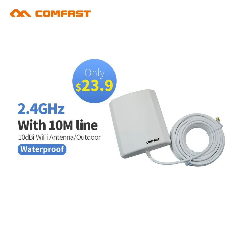 2pcs 10M External Cable 2.4 Ghz High Gain 10dBi Outdoor WLan ISM WiFi