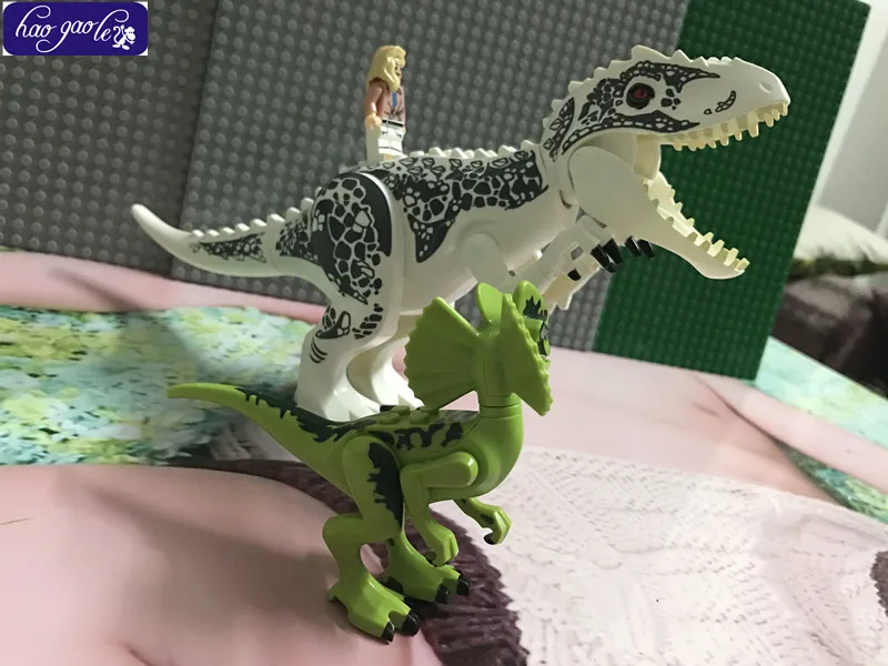

hao gao le White Dinosaur world Figures Tyrannosaurs Rex Building Blocks baby Toys compatible with e