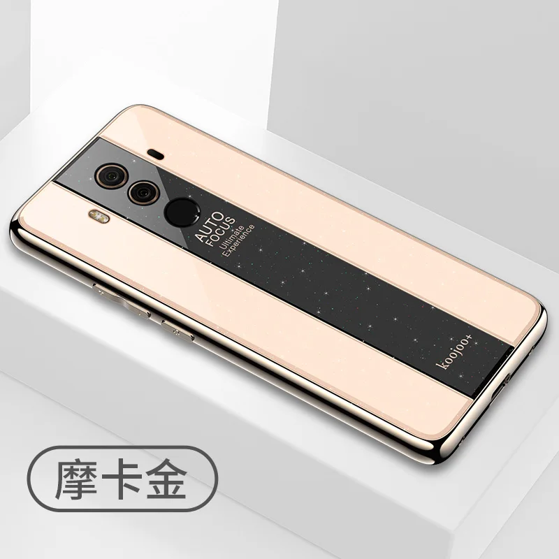 YueTuo чехол, чехол, для HuaWei mate 10 Pro mate 10 10Pro, роскошный блестящий чехол из закаленного стекла для задней панели телефона 360 чехол s - Цвет: Gold