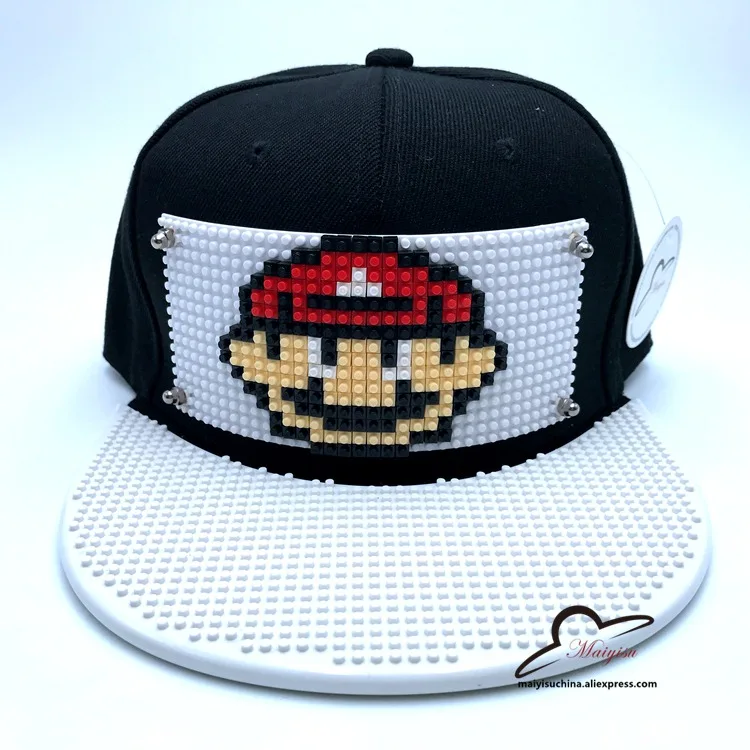 Мода Супер Марио мозаика настроить Snapback DIY Marie brick полями на заказ для шляпы хип-хоп Snapback шляпа бейсбольная Кепка - Цвет: 88