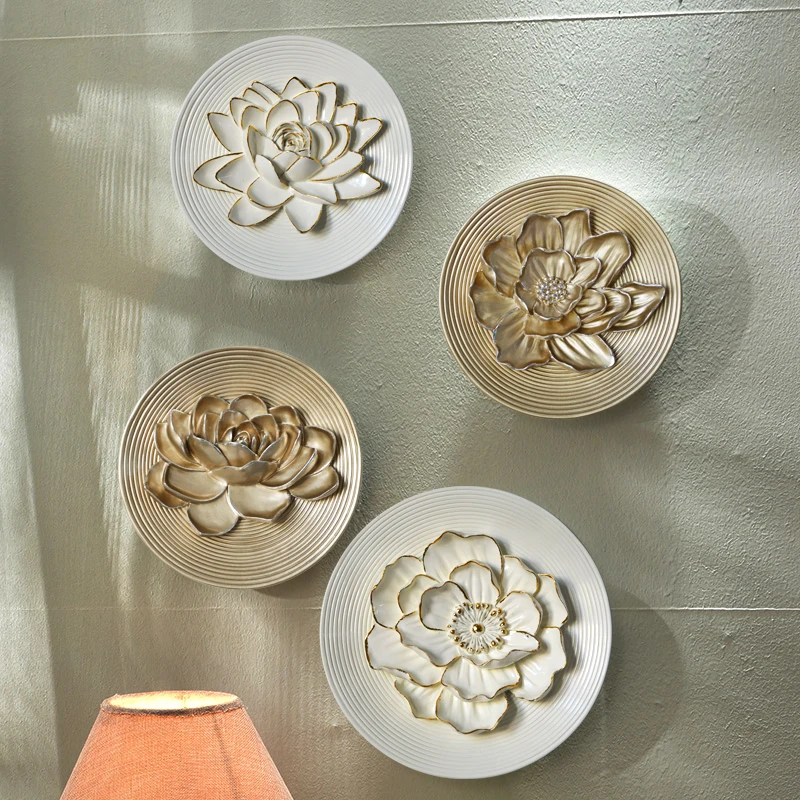 

European Wall Hanging Resin Plates Decor Creative Flower Pattern Home Decoration Handicrafts Wall Decorative Mural Accessories