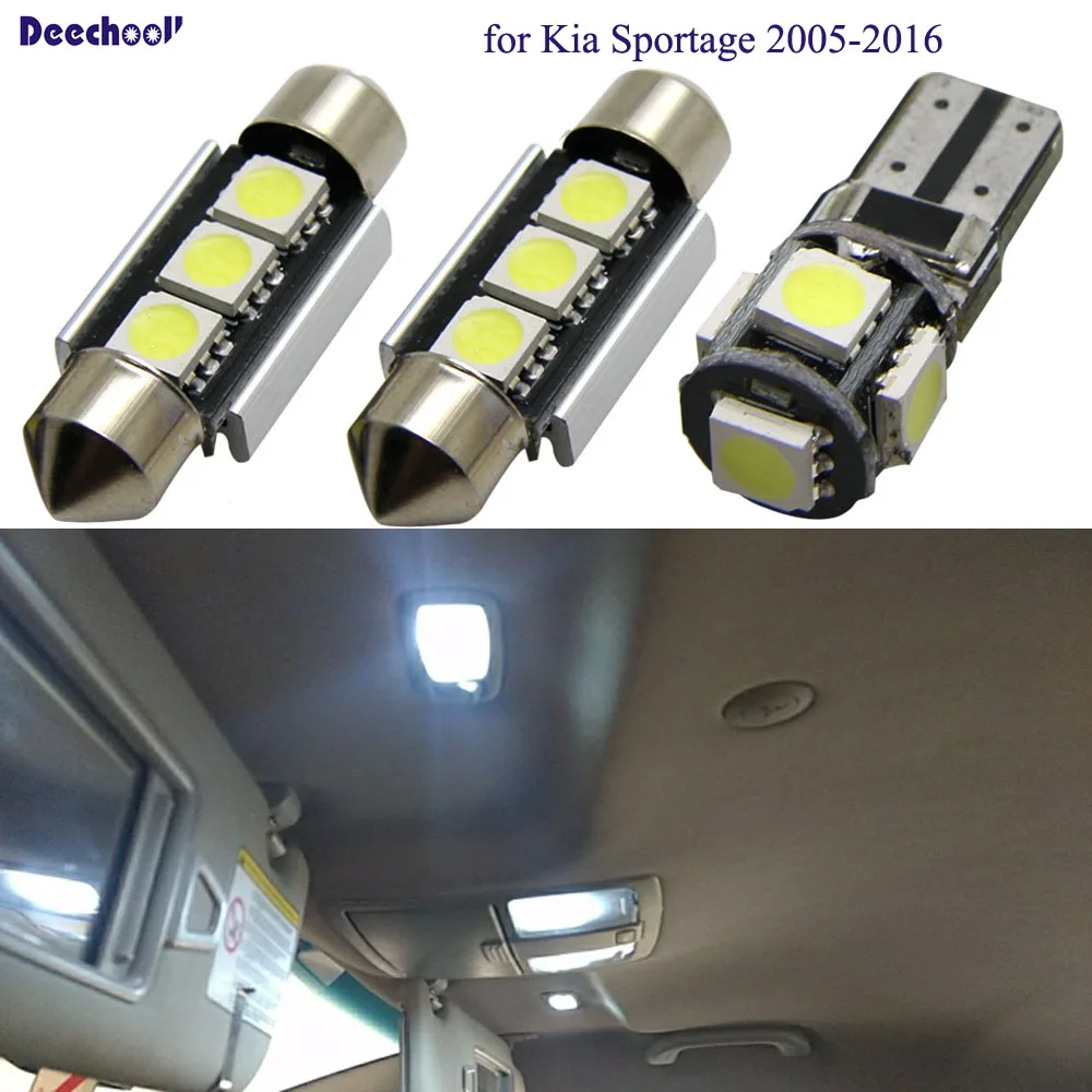 

deechooll 13x Cold White Car Interior LED Bulb for Kia Sportage 2005-2016,Canbus Dome Map Glove Box Trunk License Plate Lights