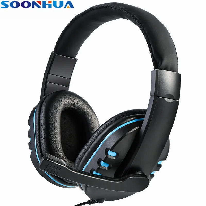 SOONHUA 3 5mm Wired Ergonomic Soft Pad Earphone Gaming Headset Super Low Bass Headphone With HD Microphone For PS4 Smartphone PC