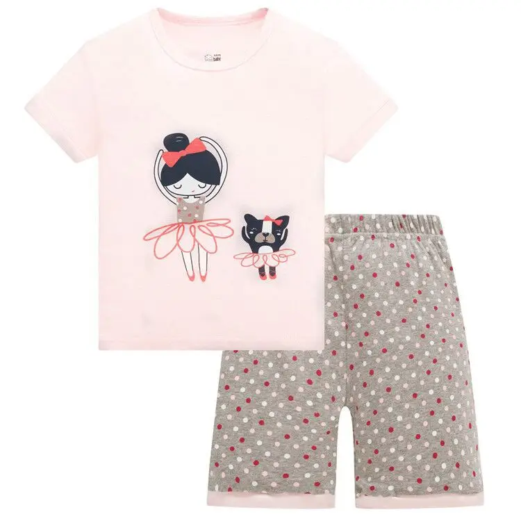 Пижамный костюм для мальчиков комплект летней одежды для девочек, детская одежда для сна детская одежда для мальчиков футболка из хлопка короткие штаны