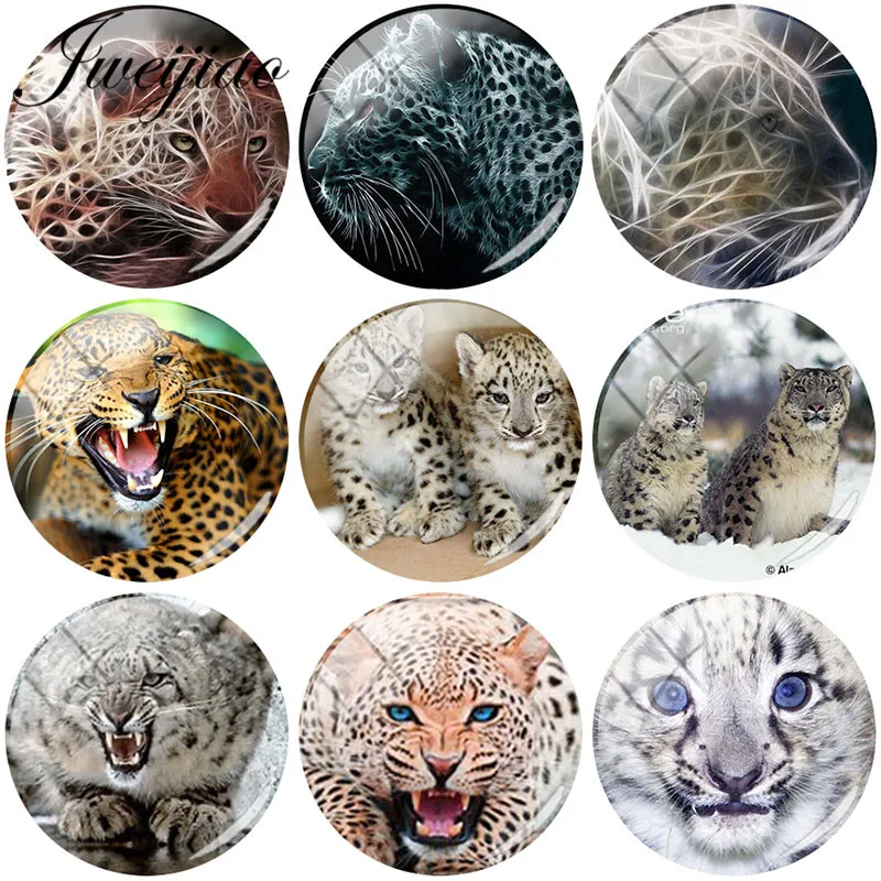 JWEIJIAO Leopard Animal Art Picture DIY Glass Cabochon Dome 6 Sizes For Pendant Base Jewelry Accessories | Украшения и аксессуары