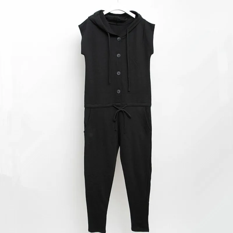 

Plus size cotton 100% with a hood jumpsuit skinny pants harem pants bib pants
