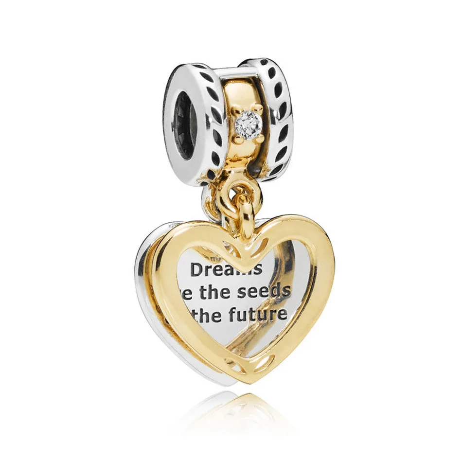 

925 Sterling Silver DIY Jewelry Seeds of the Future Dangle Charm fit Pandora Bracelet Bangle Clear CZ Heart Authentic