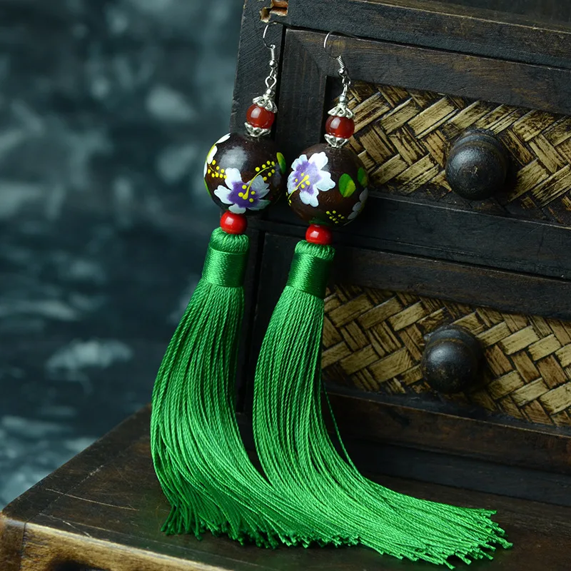 Длинные серьги подвески с бахромой в этническом стиле|beaded fabric for sale|jewelry beading