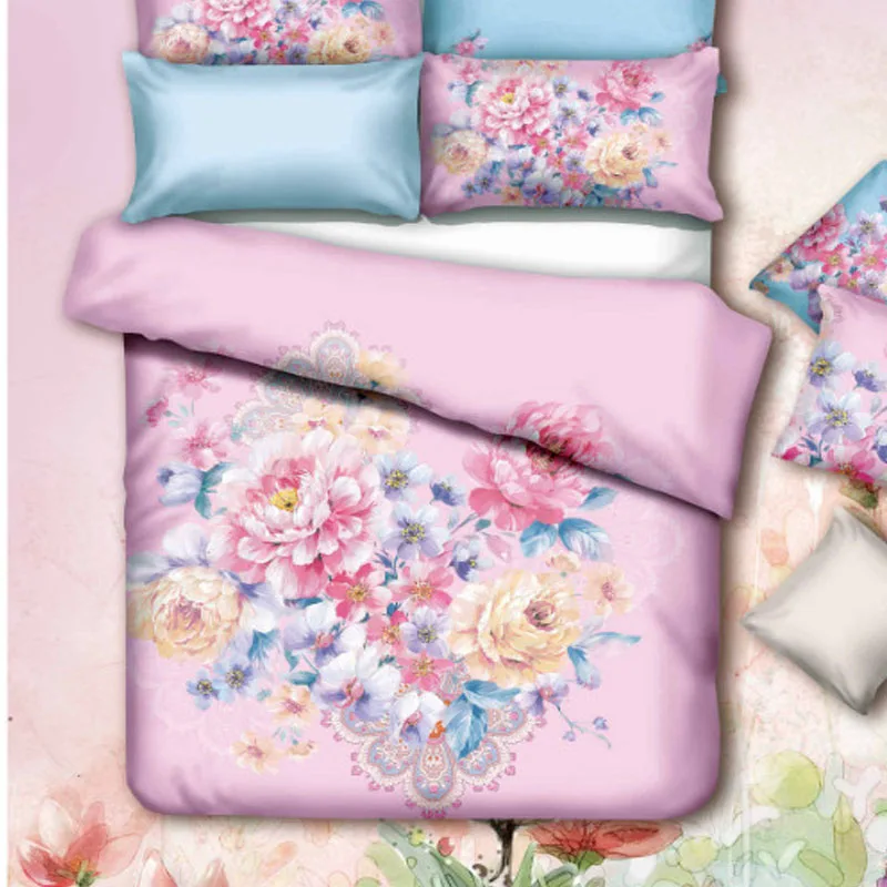 Watercolor Flower Bedding Sets Queen Size 100% Cotton ...