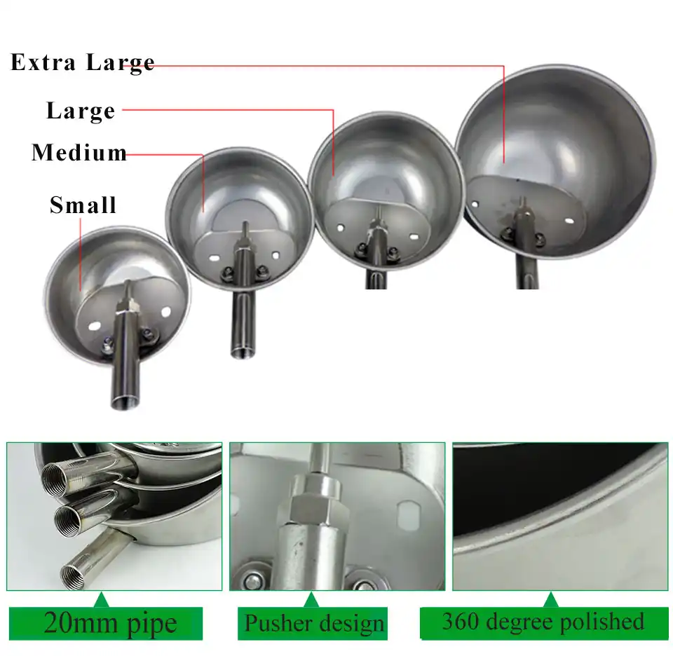 Stainless Steel Pig Drinker Waterer Water Bowl Automatic Extra Large