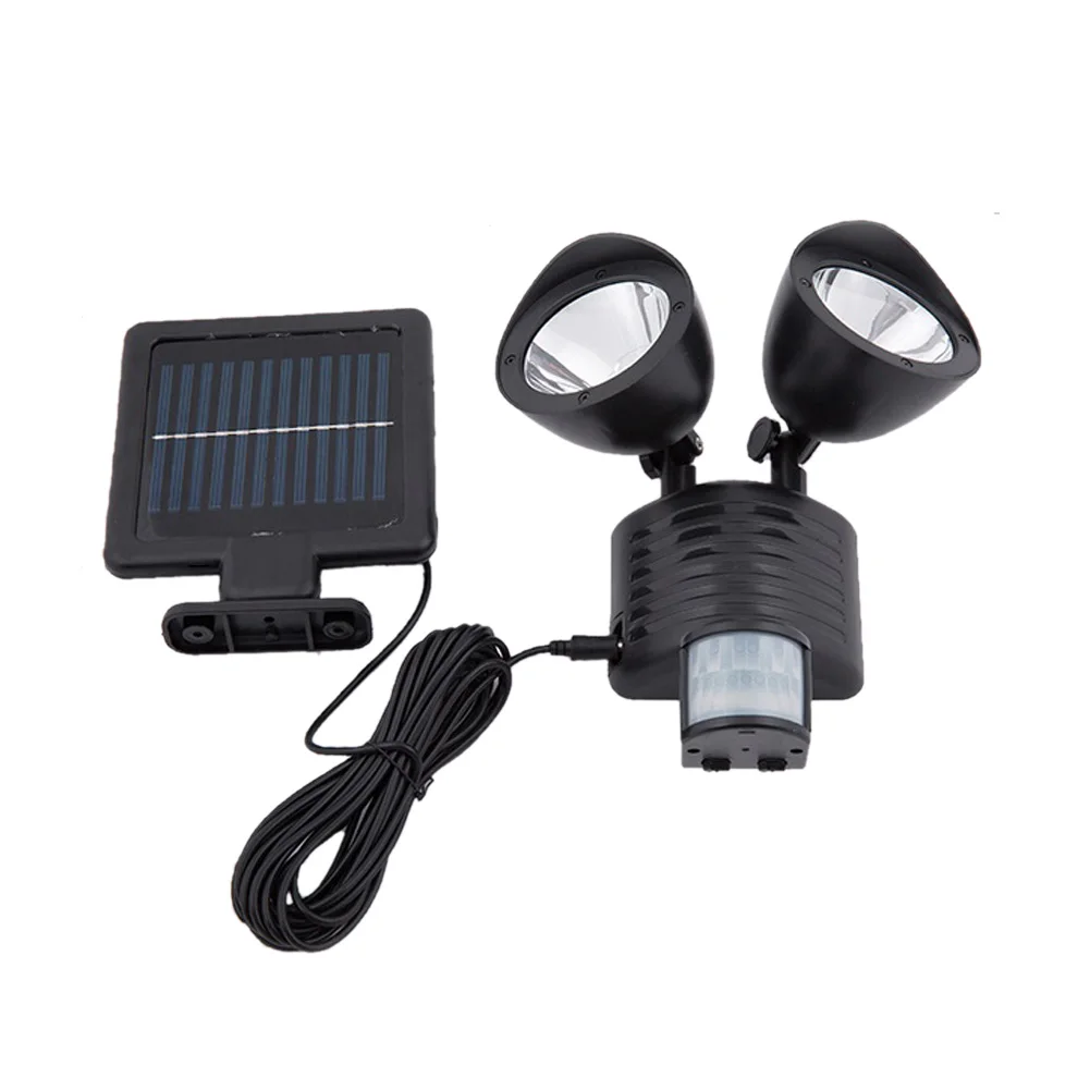 

22 LED Solar Power Lamp Rotatable Waterproof Solar Light Dual Head PIR Motion Sensor Garden Yard Wall Spot Light Security Lamp