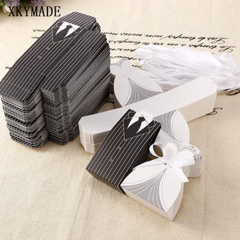 

100pcs Candy Box Bride Skirt And Groom Suit Wedding Candy Sweet Box caja de la boda Party Sweet Favors Gift Box