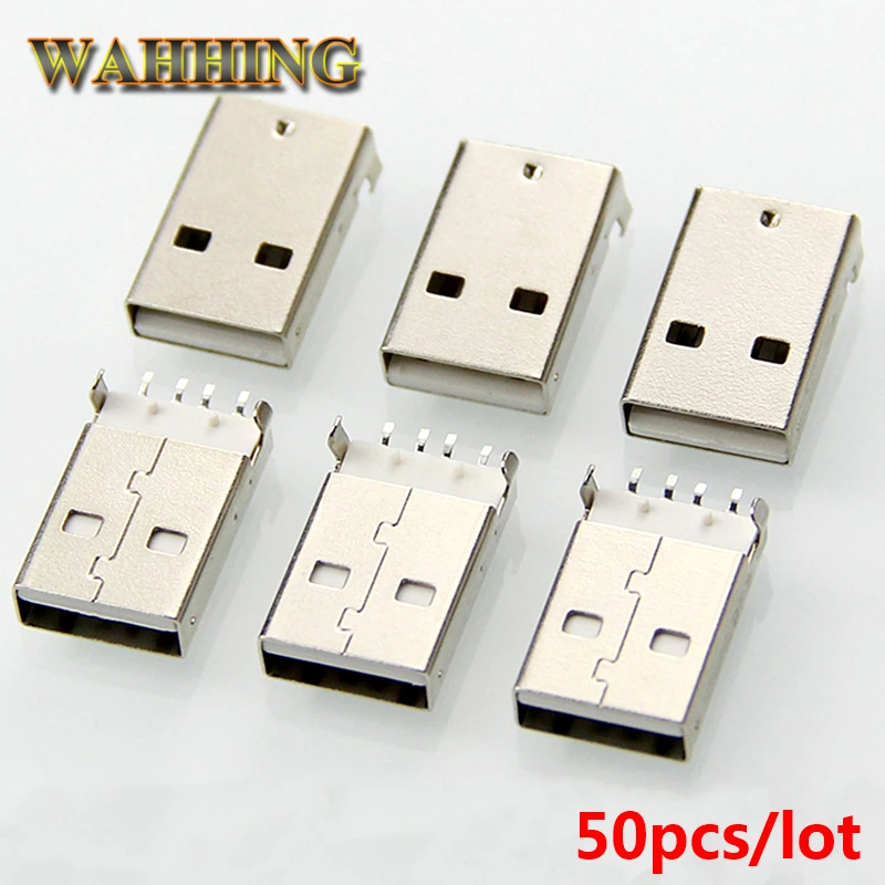 50pcs USB Male adapter Connector USB 4 Pin Soldering Plug Jack USB Cable Connector For Computer