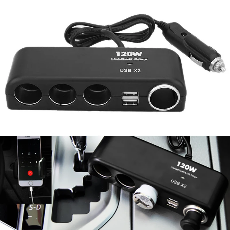 SOONHUA Universal Double USB Port Smart Car Charger Car Cigarette Lighter Quick Charging Power Adapter With Multiple Protection