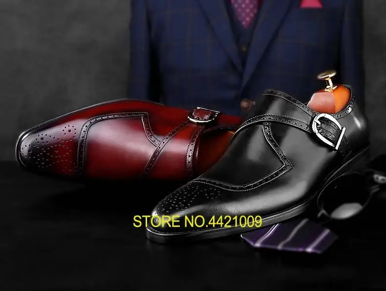 

Brogue Shoes Men Formal Business Monk Summer Moccasins Smart Casual Oxfords Carved Buckle Sewing Wedding Casual Shoes