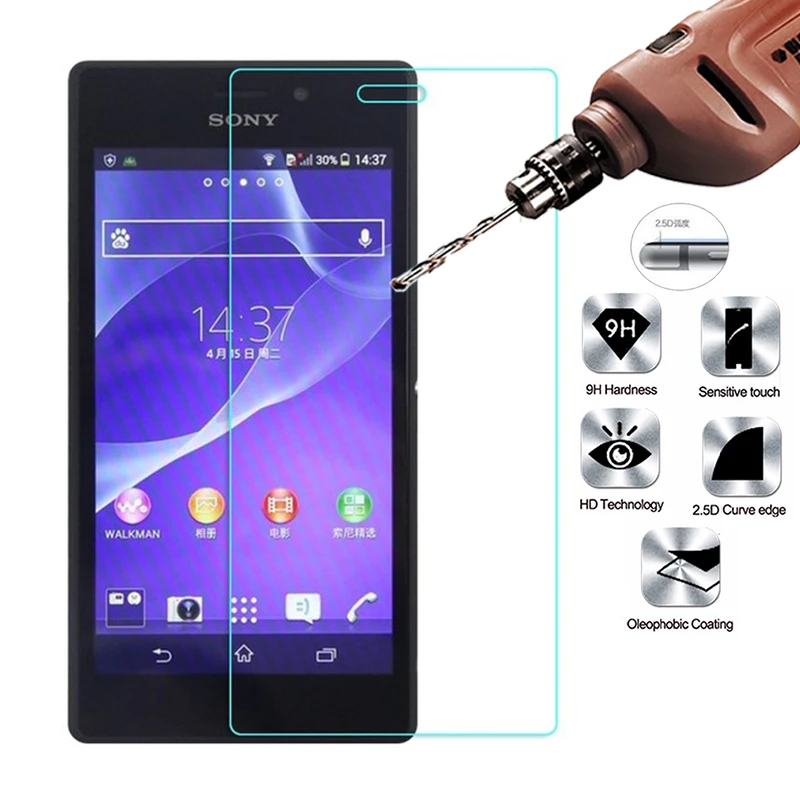 2.5D Закаленное стекло для Sony Xperia M2 9H Высококачественная Взрывозащищенная