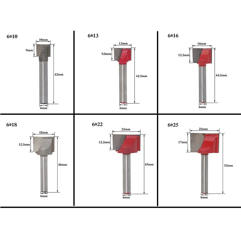 05 JDSR 6mm Shank Wood Router Bit Cleaning Bottom Router Bit Woodworking Tenon Milling Cutter Tool Cutting Smooth Wood Cutter Set