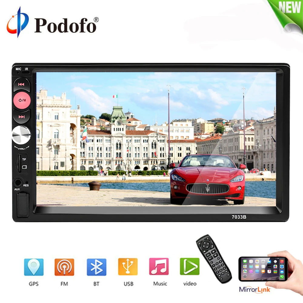 

Podofo 2 din car radio 7" HD Player MP5 Touch Screen Digital Display Bluetooth Multimedia USB 2din Autoradio Car Backup Monitor