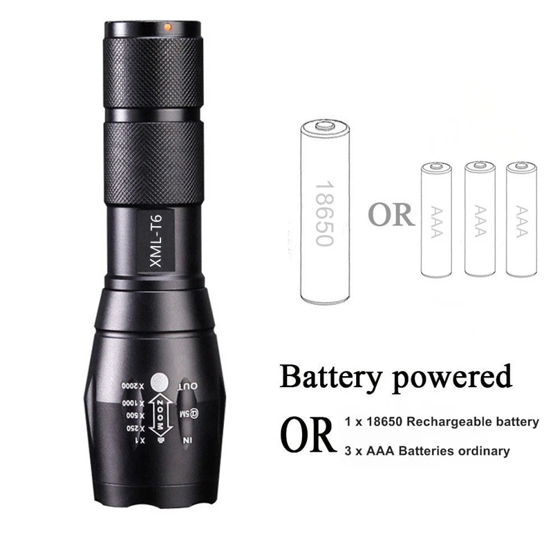 Best High Bright Portable XML T6 LED Flashlight Bicycle Light 5-Mode Zoomable linternas Torch by 18650 or 3*AAA cycling Front Light 2