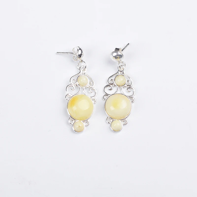 JIUDUO Genuine Simple wild Korean earrings natural amber beads sterling silver hypoallergenic earrings Free shipping Fashion JIUDUO Genuine Simple wild Korean earrings natural amber beads sterling silver hypoallergenic earrings Free shipping Fashion