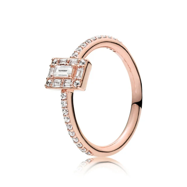 

SIENTO 100% 925 Sterling Silver New 187541CZ Rose Luminous Ice Ring Fashion Women Elegant Gift Jewelry