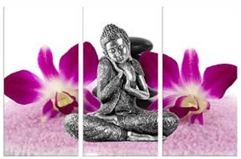 

3 Pieces Picture Painting Wall Art Room Decor Print Poster Buddha and flowers Wall Pictures for Living Room Canvas Painting