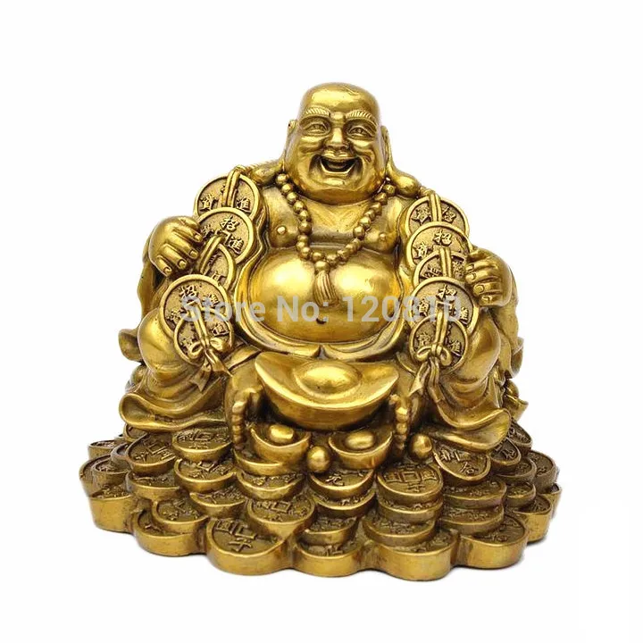 

Maitreya Buddha ornaments copper ingots enrichment Lucky Feng Shui Decorations statue