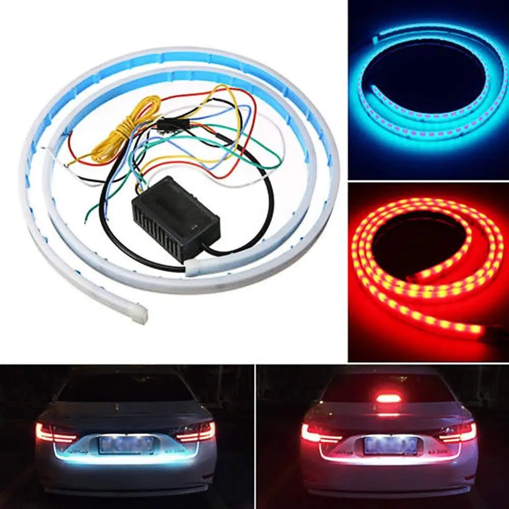 LED Strip Tail Light Streamer Flexible Brake Ice Blue Red Flowing Rear Trunk Dynamic Turn Signal Reverse Warning Flash Lights LED Strip Tail Light Streamer Flexible Brake Ice Blue Red Flowing Rear Trunk Dynamic Turn Signal Reverse Warning Flash Lights