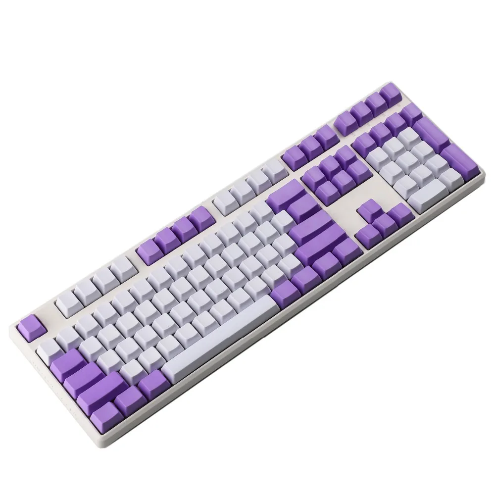 Бело фиолетовая Смешанная клавиатура YMDK 108 87 61 ANSI с толстым профилем OEM PBT для MX