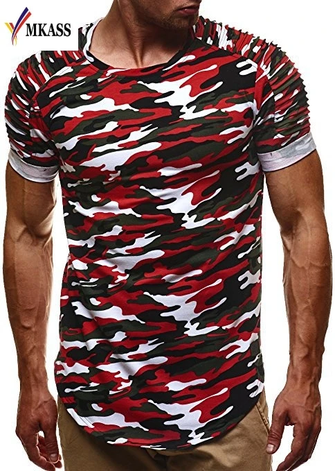 Hot Brand Short Sleeve Fashion Male Camouflage Casual T Shirt O-Neck Slim Men T-Shirt Tops Fashion Mens Tee Shirt T Shirts XXXL