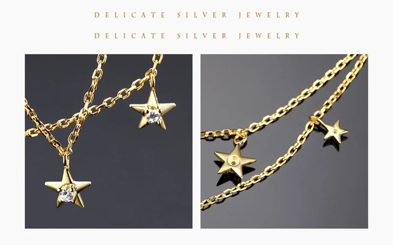 Fine Jewelry 100% 925 Sterling Silver Summer Ankle Bracelet Gold Anklet Elegant Star Foot Leg Chain Charm for Women Gift (11)