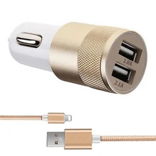 Car Charger Adaptor Bullet Dual USB 2 Port charger 2a car-charger 2 usb micro mini usb charger car for Call phone gps DVR
