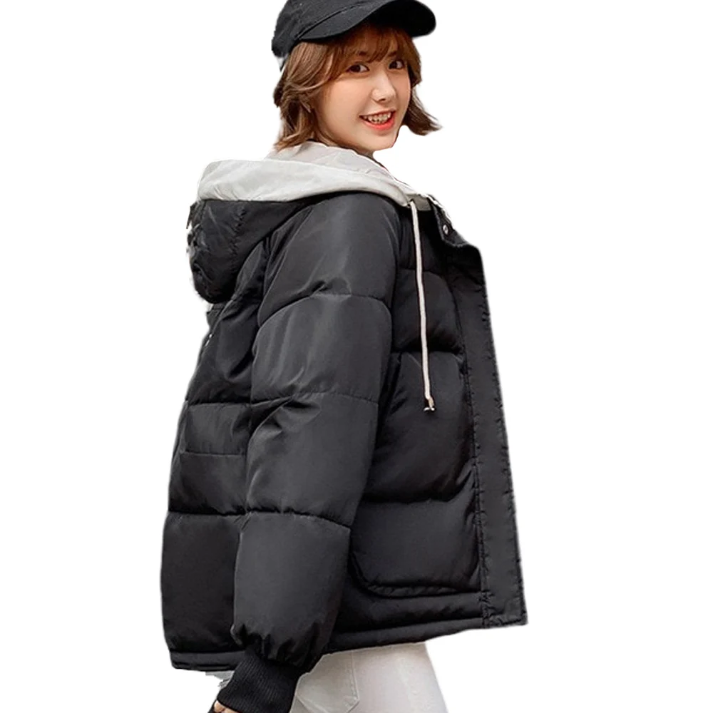

Popular Hooded Winter Coat Female Down jacket woman New Loose Jacket Fur-collar Large Size Thickened Outerwear