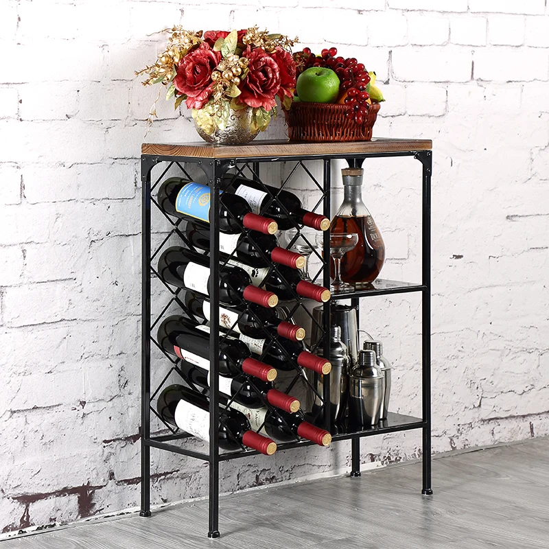 Us 319 0 The New Metal Wood Top With Iron Frame Wine Shelf Vertical Holder Creative Ground Rack In Racks From Home Garden On Us 319 0 The New Metal Wood Top With Iron Frame Wine Shelf Vertical Holder Creative Ground Rack In Racks From Home Garden On
