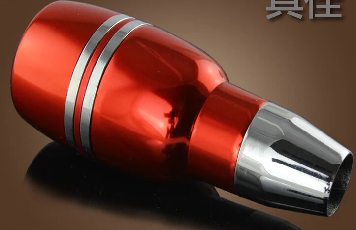Pomo de engranaje de aluminio automático plateado/rojo estilo de coche universal cambiador de transmisión pomello cambio teschio Pomo de engranaje de aluminio automático plateado/rojo estilo de coche universal cambiador de transmisión pomello cambio teschio