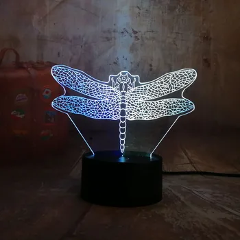 

Novelty insect Dragonfly RGB 7 Dual Colors Mixed LED 3D Night Light Birthday Gift Desk Lamp Toys Christmas Home Decoration Lava