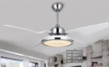 ФОТО 48inch ceiling fan led bedroom fan light ceiling lamp minimalism modern remote control fans stainless steel