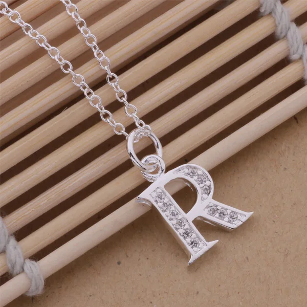 

AN217 top quality silver letters K and R pendant necklace with zircon Classic charm jewelry nice gift for woman hot