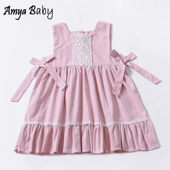 

AmyaBaby 2019 Girls Summer Dresses Pink Pleated Bow Princess Birthday Girl Dress Baby Girl Clothes Infant Girls Party Dresses