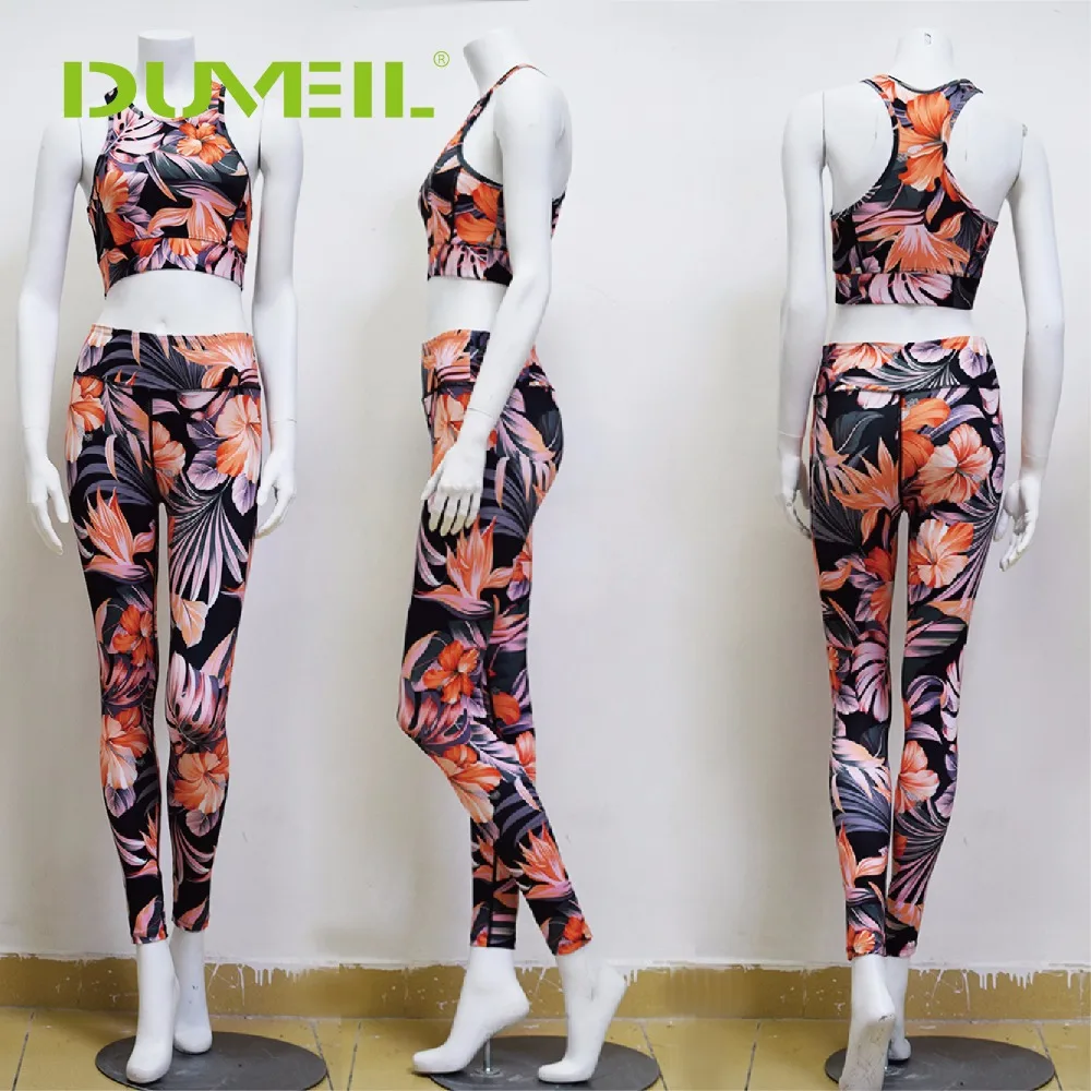 Цифровой спортивный костюм с цветочным принтом женский жилет для йоги + штаны