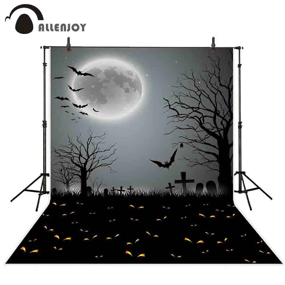 Allenjoy Фотофон для фотосъемки Хэллоуин мрачная могила с полной луной и летучих