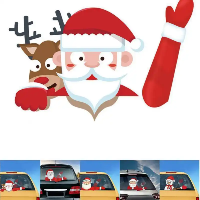 Babbo Natale 3d.Babbo Natale 3d Pvc Agitando Adesivi Per Auto Stilizzazione La Parabrezza Decorazione Lunotto Posteriore Tergicristallo Decalcomanie Adesivo Auto Aliexpress