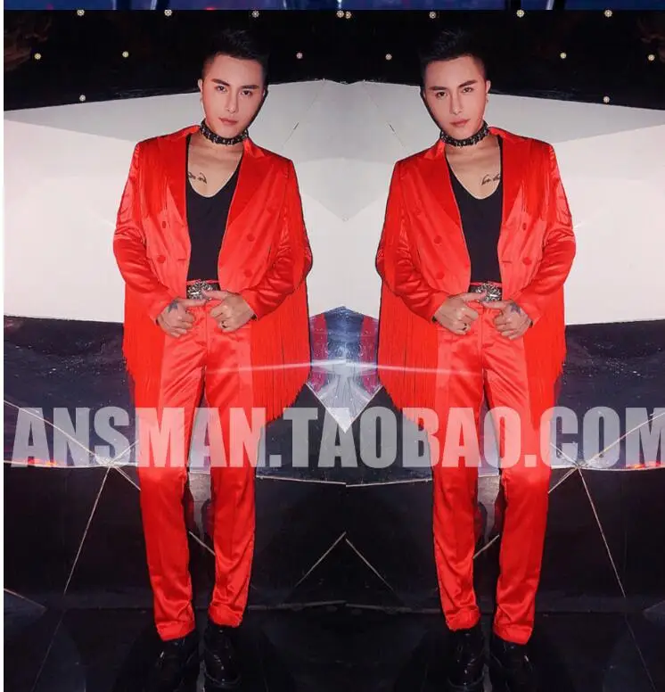 2019 new European and American stage male singer DJ fashion red personality tassel suit costume suit men clothing
2019 new European and American stage male singer DJ fashion red personality tassel suit costume suit men clothing