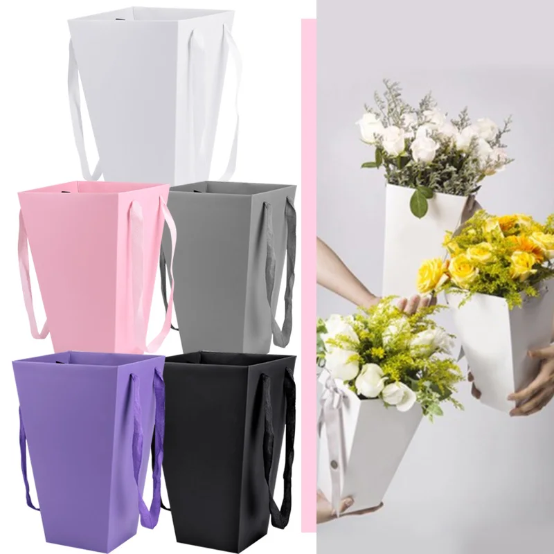 

Fashion Kraft Paper Flower Bucket for Popcorn Bucket Festival for Gift Box Barrels Bouquet Box Wedding DIY Vase Party for Shop
