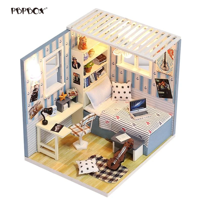 

DIY House Kit Miniature Crafting Educational Toy Handmade Model Wooden House Room Model with Furnitures for Kids Toy Gift