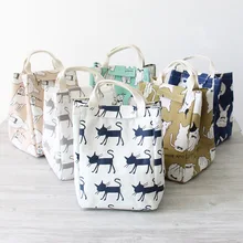 PACGOTH, новая сумка для отдыха, хлопковые сумки для ланча, Kawaii, животные принты, медведь, кошки, кролик, узор, тоут, теплый хранитель, сумка-тоут, 1 штука