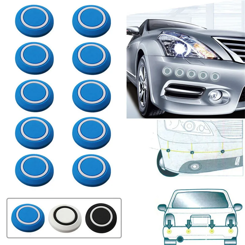 

10 PCS Car Anti-collision Strips/ Stickers/ Dots Decorative Styling Mouldings Stickers 3 Colors of Black and Blue and White 66g
