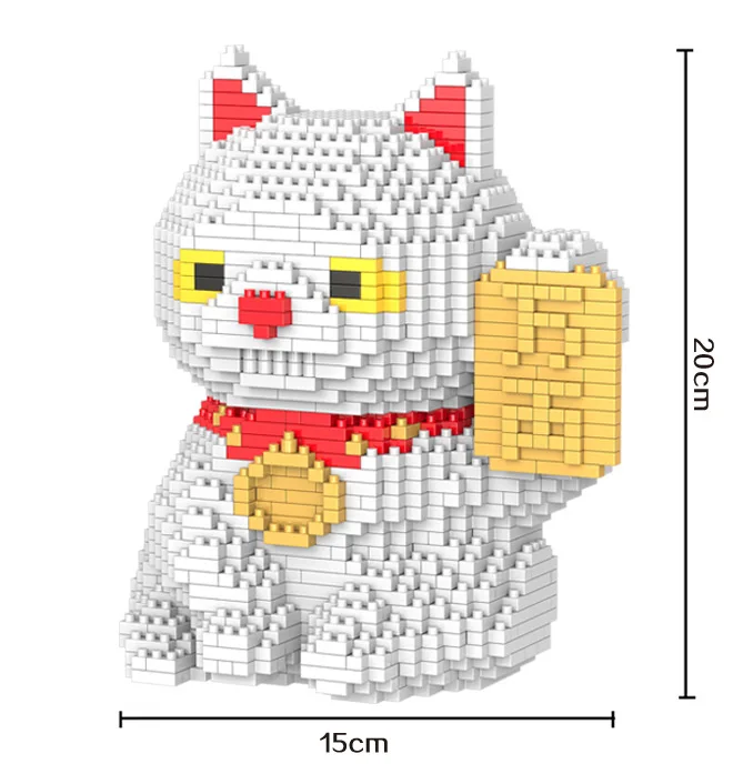 

HC 9028 1616Pcs Fortune Cat Cartoon DIY Magic Blocks Diamond Building Block Toys Children Gifts