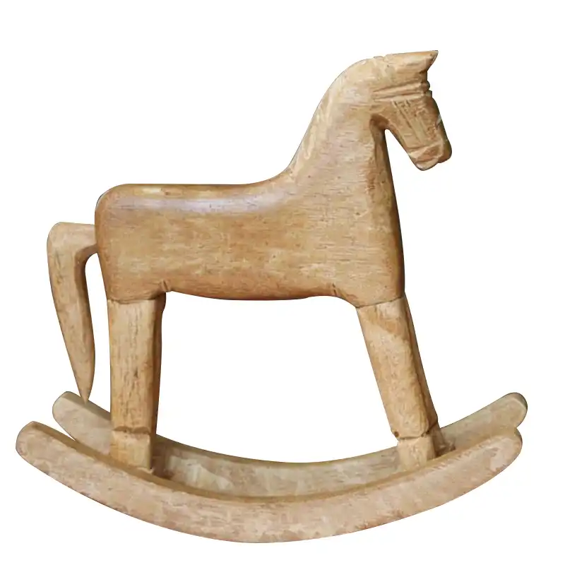 Wood Rocking Horse Decor Wooden House Crafts Living Room Office Wood Rocking Horse Decor Wooden House